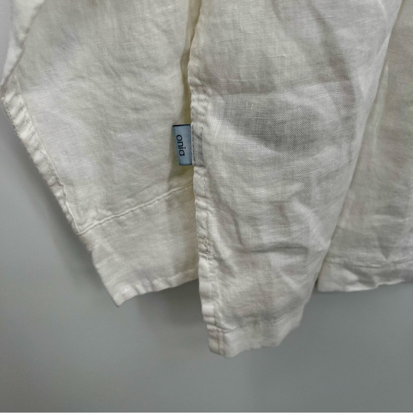NWT Onia Men's Kai Linen Hooded Popover Shirt Top Off White Size XL Kaftan - Picture 6 of 9